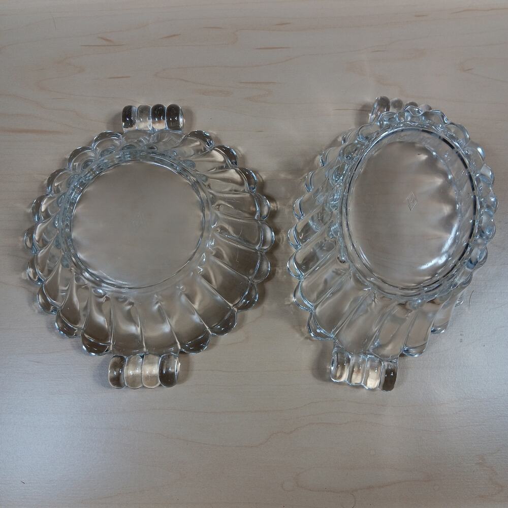 Vintage Heisey Clear Glass Mayonnaise and Pickle bowls Curled Handles - Picture 6 of 11